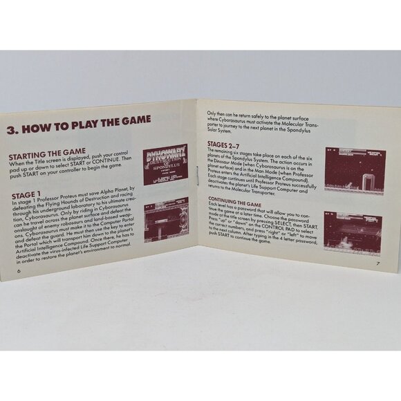 Dynowarz: The Destruction of Spondylus (Nintendo NES, 1990) Manual - Picture 5 of 6